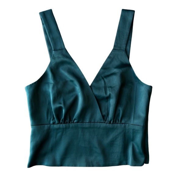 2 For $50 Green Satin Crop Top - Picture 1 of 4